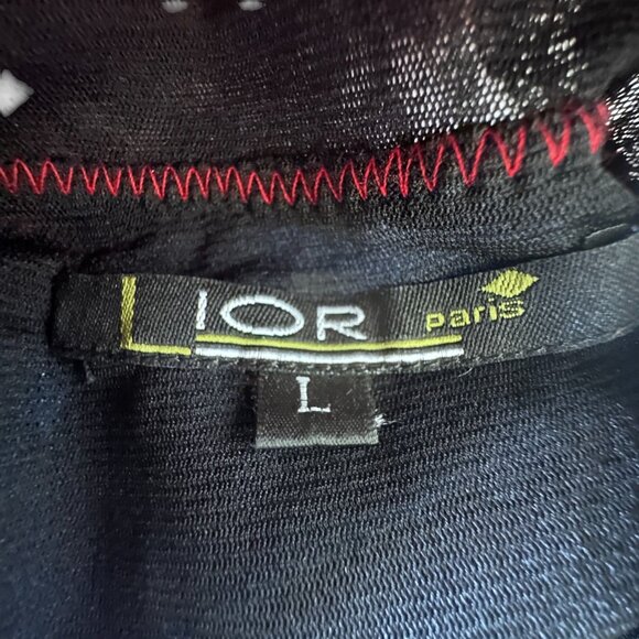 Lior Paris Multicolor Abstract Artsy Tunic Top Sz Large 3/4 Sleeves Art to Wear - Picture 4 of 9